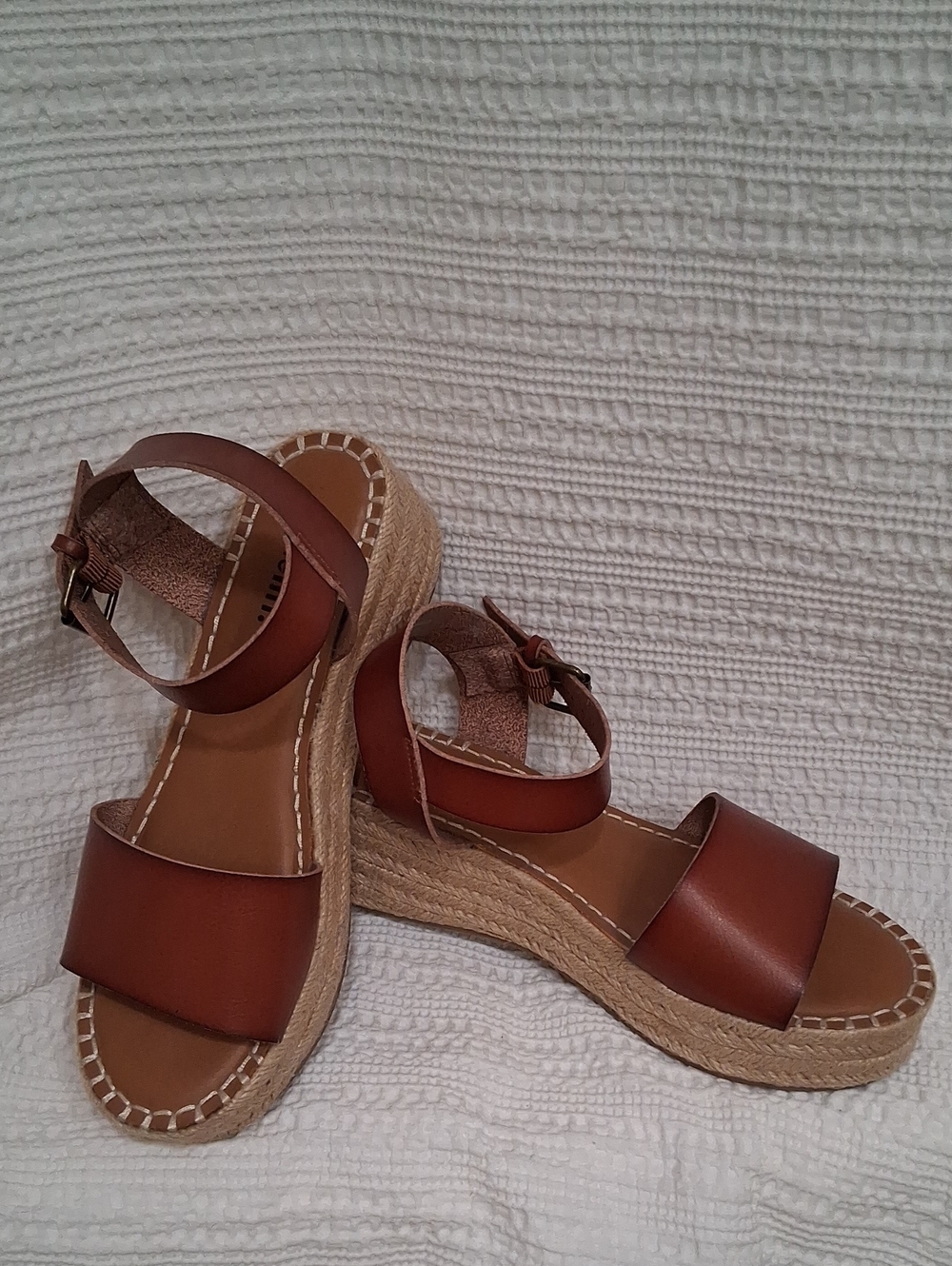 White Mountain Tan Brown Espadrille Platform Sandals